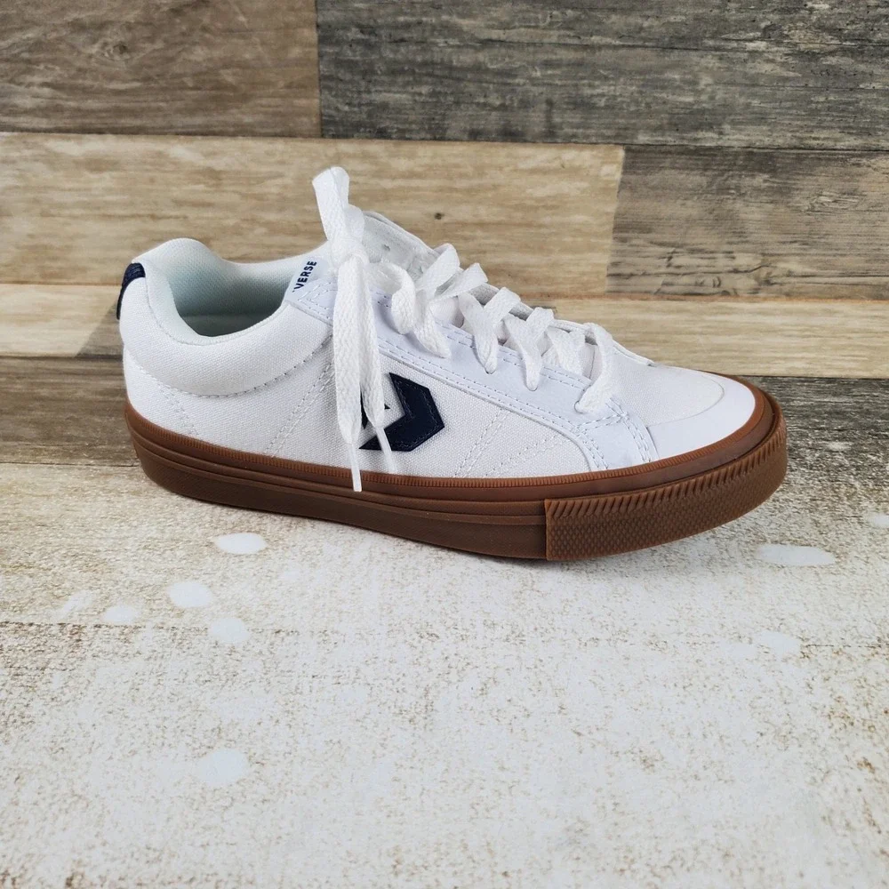 Converse Sport Shoes Womens Sz 5.5 Running White Navy Gum Lace Up Sneakers